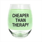 Buy Wine Glass - Cheaper Than Therapy (Mint)