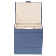 Buy Cassandra's Medium 5 Tray Jewellery Box - The Indiana Collection - Blue
