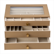 Buy Cassandra's Large 3 Layer Jewellery Box - The Lila Collection - Taupe