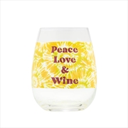 Buy Tie Dye Wine Glass: Peace Love & Wine