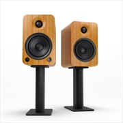 Buy Kanto YU4 140W Powered Bookshelf Speakers with Bluetooth® and Phono Preamp - Pair, Bamboo with SP9 B