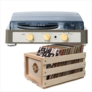 Buy Gadhouse Brad MKII Record Player - Grey + Bundled Record Storage Crate