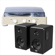 Buy Gadhouse Brad MKII Record Player - Ivory + Bundled Majority D40 Bluetooth Speakers