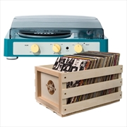 Buy Gadhouse Brad MKII Record Player - Green + Bundled Record Storage Crate