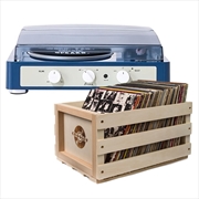 Buy Gadhouse Brad MKII Record Player - Navy + Bundled Record Storage Crate