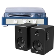 Buy Gadhouse Brad MKII Record Player - Navy + Bundled Majority D40 Bluetooth Speakers