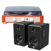 Buy Gadhouse Brad MKII Record Player - Tangerine + Bundled Majority D40 Bluetooth Speakers