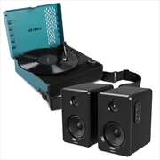 Buy Victrola Revolution Go Turntable - Blue + Bundled Majority D40 Bluetooth Speakers