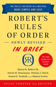 Buy Robert's Rules of Order Newly Revised In Brief, 3rd edition