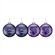 Buy NRL - Melbourne Storm S/4 Glitter Baubles