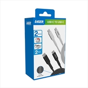 Buy Laser 2m Braided USB C to USB C charging cable Black/Sliver