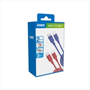 Buy Laser 2m USB C to USB C charging cable Red/Blue