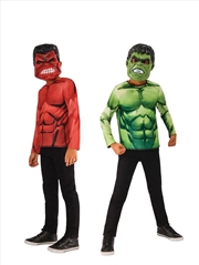 Buy Red Hulk/Hulk Reversible Costume Top & 2 Masks - Size 6-8 Yrs