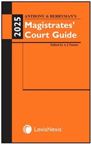 Buy Anthony And Berryman'S Magistrates' Court Guide 2025