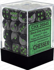 Buy Chessex 12mm D6 Dice Block Gemini Black-Grey/Green 