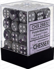 Buy Chessex 12mm D6 Dice Block Gemini Purple-Steel/White 