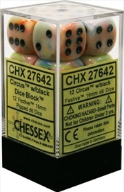 Buy Chessex 16mm D6 Dice Block Festive Circus/Black