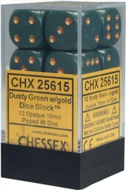 Buy Chessex 16mm D6 Dice Block Opaque Dusty Green/Copper
