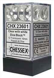 Buy Chessex 16mm D6 Dice Block Translucent Clear/White