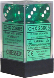 Buy Chessex 16mm D6 Dice Block Translucent Green/White