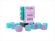 Buy Chessex Gemini 16mm D6 Gel Green-Pink/blue Luminary Dice Block (12 dice)