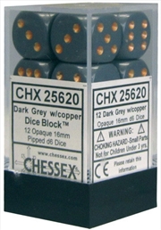 Buy Chessex Opaque 16mm D6 Dark Grey/copper Dice Block (12 dice)