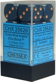 Buy Chessex Opaque 16mm D6 Dusty Blue/copper Dice Block (12 dice)