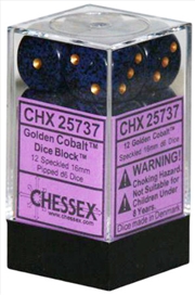 Buy Chessex Speckled 16mm D6 Golden Cobalt Dice Block (12 dice)