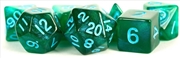 Buy MDG 16mm Acrylic Polyhedral Dice Set: Stardust Green w/ Blue Numbers