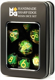 Buy MDG 16mm Handcrafted Sharp Edge Resin Polyhedral Dice Set: Frog Dice