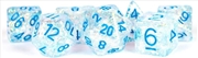 Buy MDG 16mm Resin Polyhedral Dice Set: Flash Clear w/ Light Blue Numbers