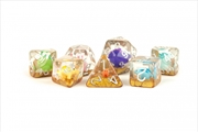 Buy MDG 16mm Resin Polyhedral Dice Set: Infused Rainbow Dinosaur Dice