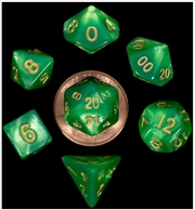 Buy MDG 10mm Mini Polyhedral Dice Set: Green/Light Green w/ Gold Numbers