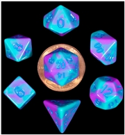 Buy MDG 10mm Mini Polyhedral Dice Set: Purple/Teal w/ Blue Numbers