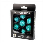 Buy MDG 16mm Acrylic Polyhedral Dice Set: Stardust Turquoise (Premium Packaging)