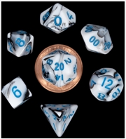 Buy MDG 10mm Mini Polyhedral Dice Set: Marble w/ Blue Numbers