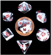 Buy MDG 10mm Mini Polyhedral Dice Set: Marble w/ Red Numbers