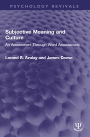 Buy Subjective Meaning and Culture