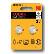 Buy Kodak Batteries Max lithium CR2025 battery 3V 2 pack child safety blister 