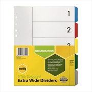 Buy Marbig Indices & Dividers 5 Tab Pp A4 Extra Wide