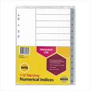 Buy Marbig Indices & Dividers 1-12 Tab Pp A4 Grey