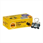 Buy Marbig Fold Back Clips 15mm Box 12