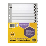 Buy Marbig Indices & Dividers 1-12 Tab Reinf A4 Black