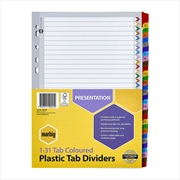 Buy Marbig Indices & Dividers 1-31 Tab Reinf A4 Colour
