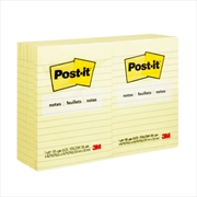 Buy Post-It Lined Notes Canary Yellow 101 x 152mm 12-Pack