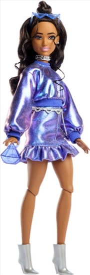 Buy Mattel - Barbie Deluxe Style with Brown Hair in Metallic Blue Outfit