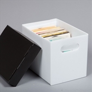 Buy Bags Unlimited X45125CP 7 45 RPM Record Storage Box With Lid Corrugated Plastic (White/Black)