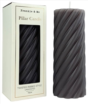 Buy Candle Pillar Twisted 14 cm Grey