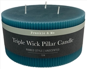 Buy Candle Pillar Triple Wick Rib 7 cm Tl