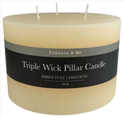 Buy Candle Pillar Triple Wick Rib 10 cm Ivry